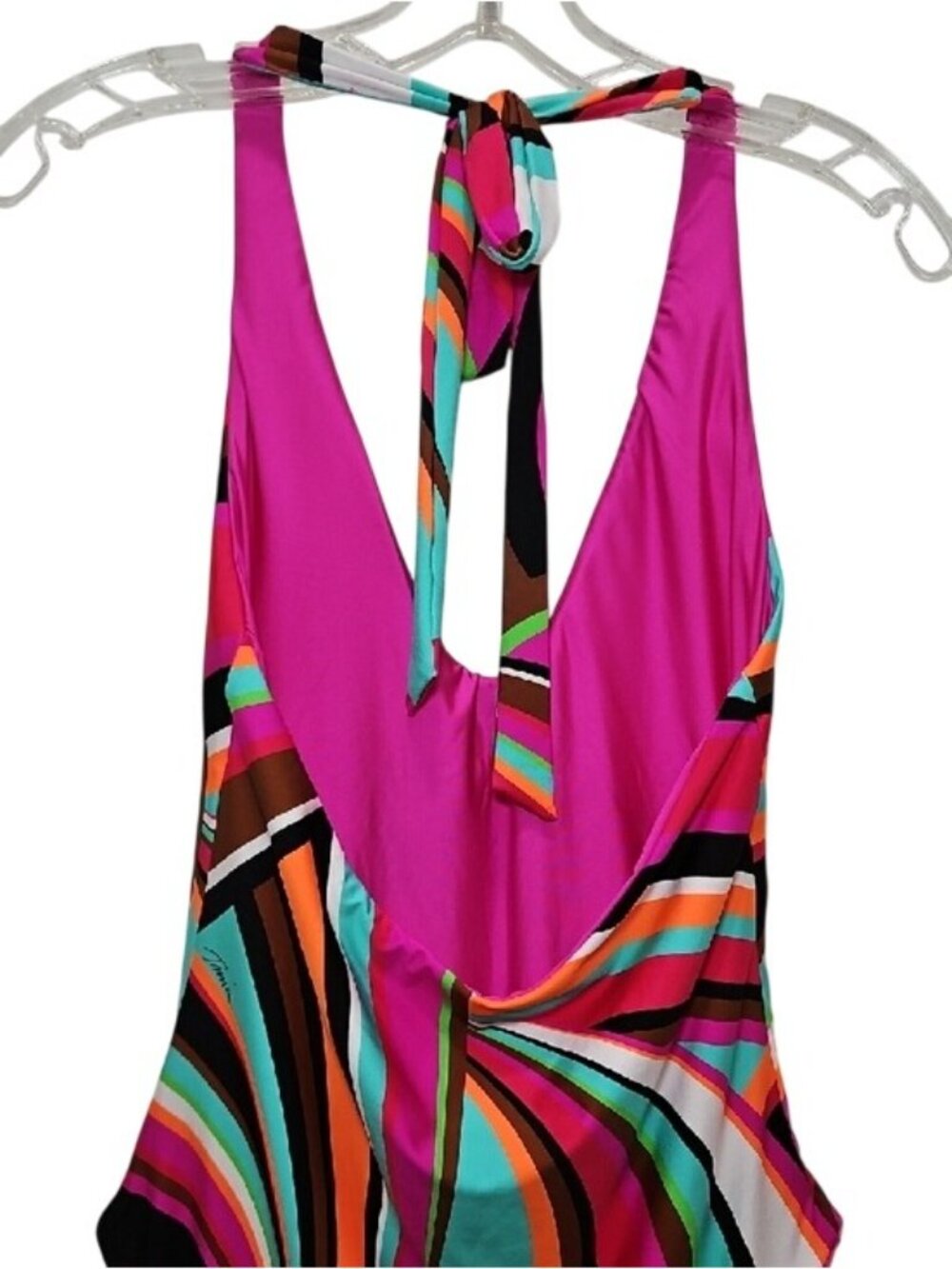 Trina Turk Reversible One Piece Swimsuit Multi-Color Swirl Pattern New Size 10 - Picture 9 of 14